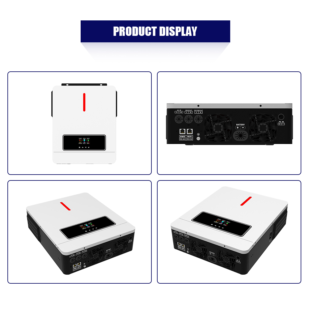 2024 nouveau 60-450VDC PV entrée 120A MPPT 110V 120V AC sortie on/off grille 3.6KW 24V onduleur hybride solaire